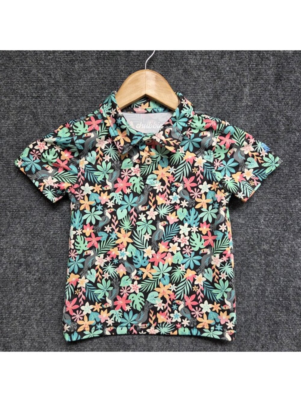 Chubbies Shirt Boys Toddler 3T Bloomerang Floral Performance Polo Casual Preppy